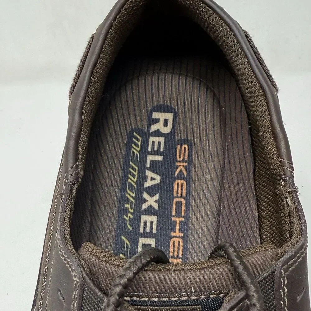 Skechers Expected Gembel Boat Shoes Mens 13 Brown Leather Mocs Casual Comfort